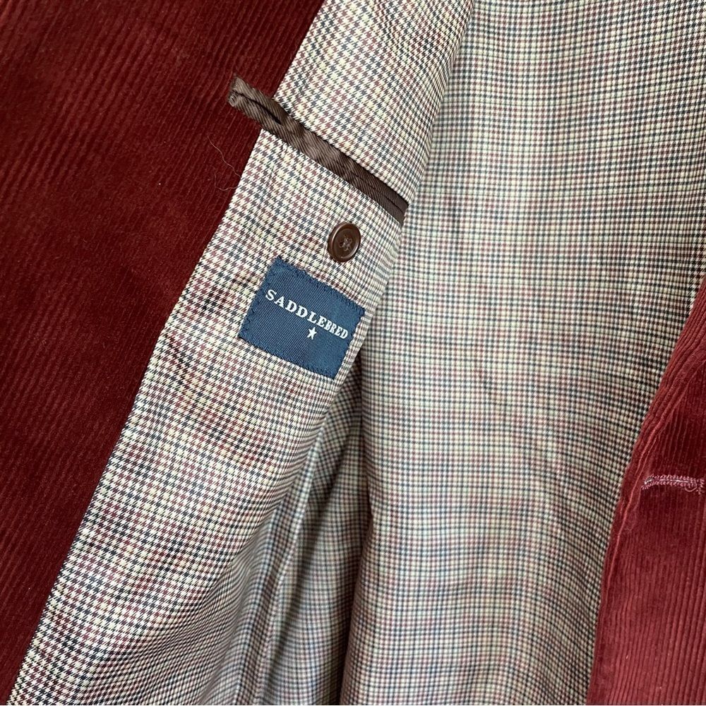SADDLEBRED CORDUROY‎ BLAZER IN WINE - Picture 6 of 7